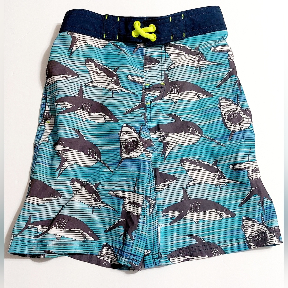 Aqua‎ Shark Themed Swim Trunks Elastic Waist Boys M Size 8